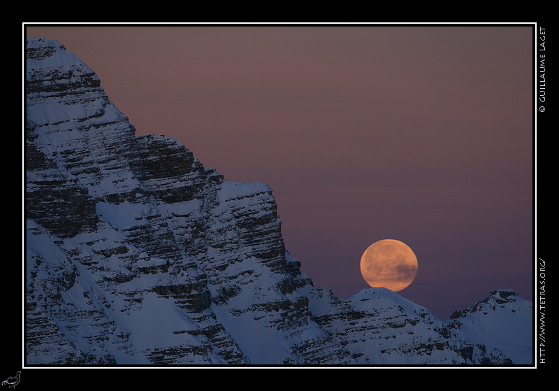 Queyras : La lune se couche derrire les crtes de Vars