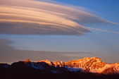 Queyras : Depuis le sommet Bucher, lever de soleil juste avant qu'arrivent les nuages