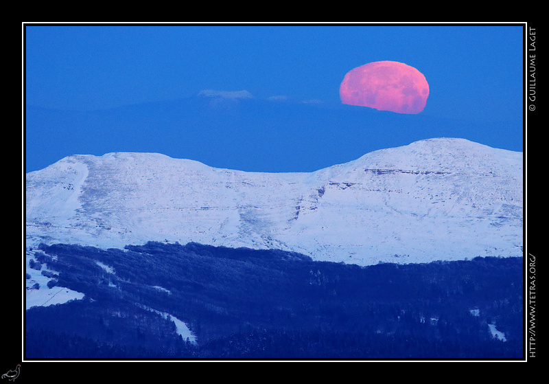 Photo : Coucher de lune derrière le Mont Mezenc 
